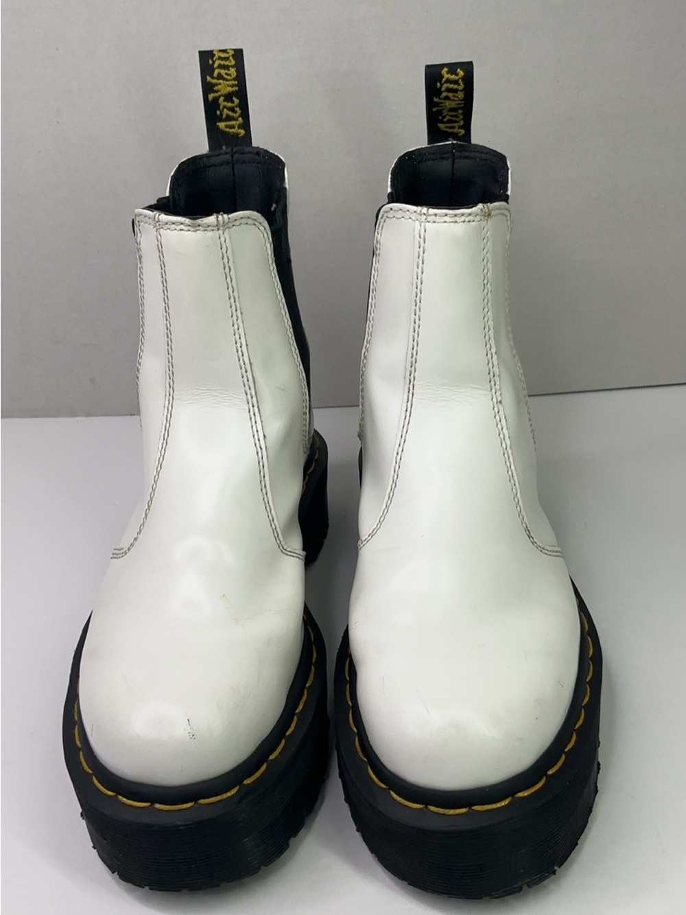 Dr. Martens 2976 Quad Chelsea Boots in white.